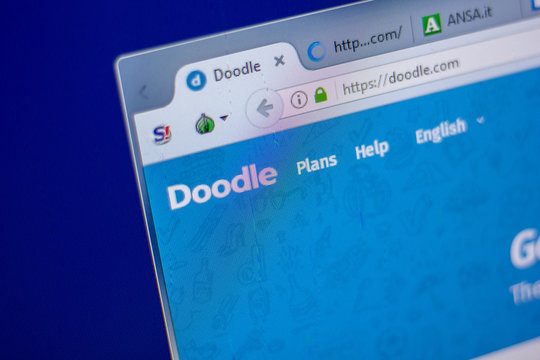 Ryazan, Russia - June 05, 2018: Homepage of Doodle website on the display of PC, url - Doodle.com.