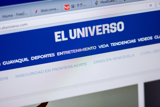 Ryazan, Russia - June 05, 2018: Homepage of ElUniverso website on the display of PC, url - ElUniverso.com.