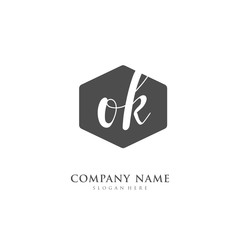 Handwritten initial letter  O K OK for identity and logo. Vector logo template with handwriting and signature style.