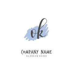 Handwritten initial letter  O K OK for identity and logo. Vector logo template with handwriting and signature style.