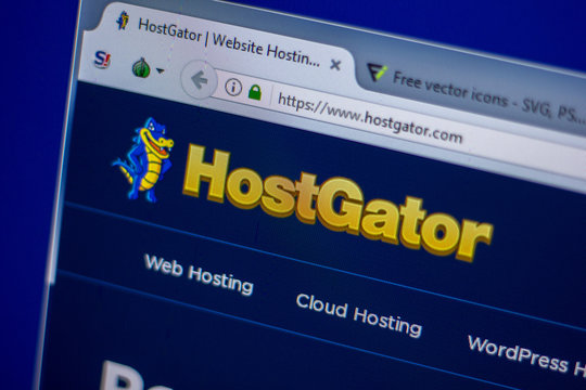 Ryazan, Russia - June 05, 2018: Homepage of HostGator website on the display of PC, url - HostGator.com.