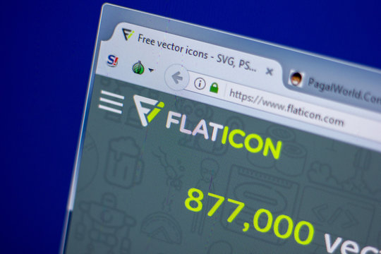 Ryazan, Russia - June 05, 2018: Homepage of FlatIcon website on the display of PC, url - FlatIcon.com.
