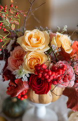 Flowers in table for dinner