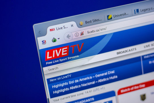 Ryazan, Russia - June 05, 2018: Homepage of LiveTV website on the display of PC, url - LiveTV.sx.