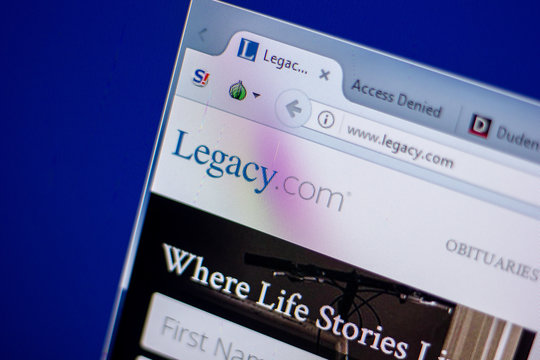 Ryazan, Russia - June 05, 2018: Homepage of Legacy website on the display of PC, url - Legacy.com.