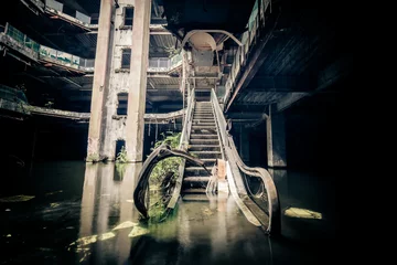 Zelfklevend Fotobehang Dramatic view of damaged and abandoned building © PerfectLazybones