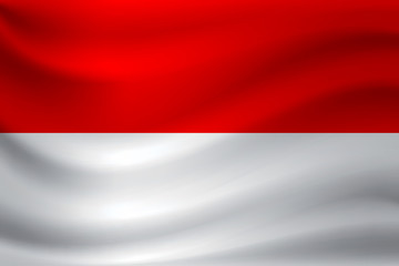 Waving flag of Indonesia. Vector illustration