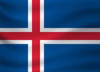 Waving flag of Iceland. Vector illustration