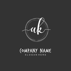 Handwritten initial letter A K AK for identity and logo. Vector logo template with handwriting and signature style.