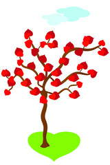 pianta dell'amore con cuori rossi 