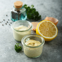 Assorted homemade mayonnaise