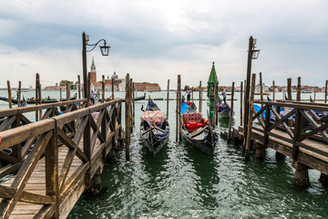  Jetty with gondolas on the Venice promenade