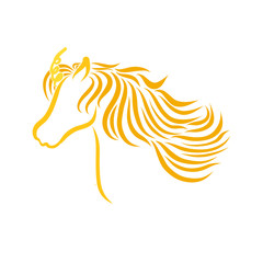 the head of a graceful unicorn with a lush mane