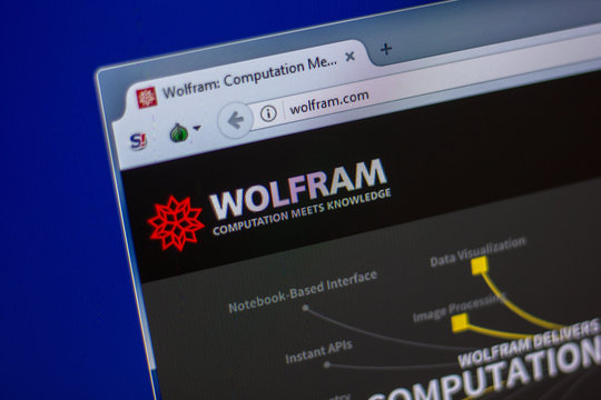 Ryazan, Russia - June 05, 2018: Homepage of Wolfram website on the display of PC, url - Wolfram.com.