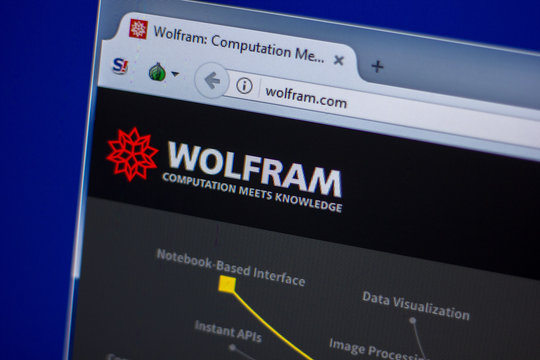 Ryazan, Russia - June 05, 2018: Homepage of Wolfram website on the display of PC, url - Wolfram.com.