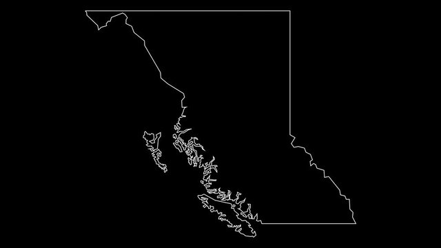 British Columbia Canada province map outline animation