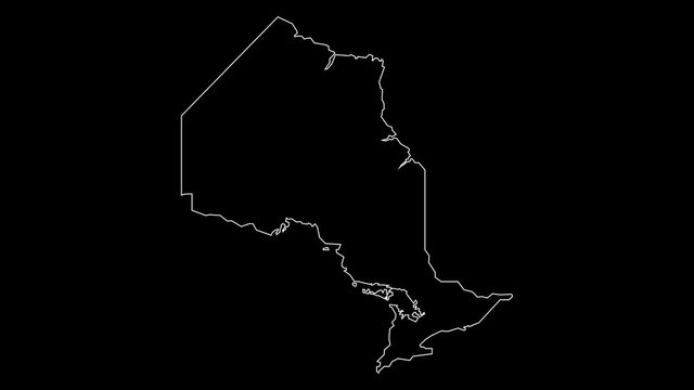 Ontario Canada province map outline animation