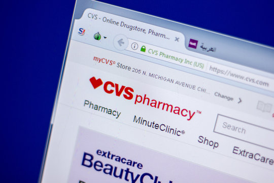 Ryazan, Russia - June 05, 2018: Homepage of CVS website on the display of PC, url - CVS.com.