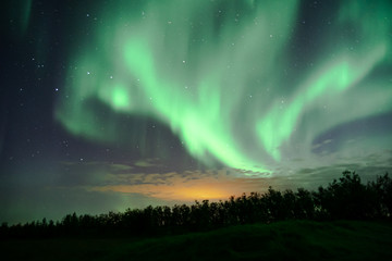 Aurora Borealis Northern lights over Icelandic sky