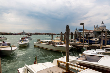 Water taxi rank on the promenade of Venice © i_valentin