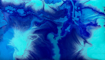 Fototapeta na wymiar Marbled blue abstract background. Liquid marble pattern.