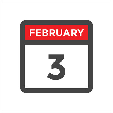 February 3 Calendar Icon With Day Of Month