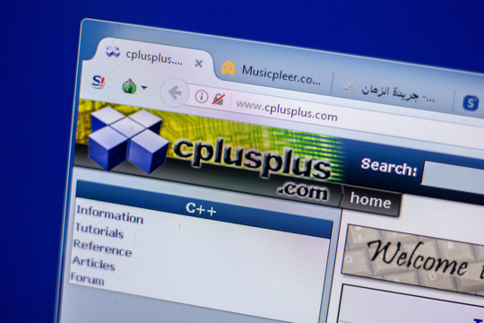 Ryazan, Russia - June 05, 2018: Homepage of Cplusplus website on the display of PC, url - Cplusplus.com.
