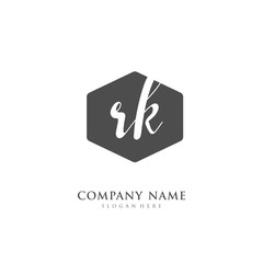  Handwritten initial letter R K RK for identity and logo. Vector logo template with handwriting and signature style.