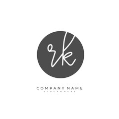 Fototapeta premium Handwritten initial letter R K RK for identity and logo. Vector logo template with handwriting and signature style.