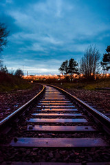 Obraz premium railway in sunset