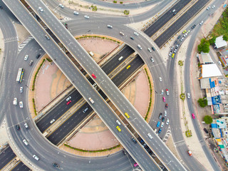 Circular junction cross transport road with car movement