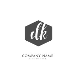  Handwritten initial letter D K DK for identity and logo. Vector logo template with handwriting and signature style.