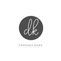  Handwritten initial letter D K DK for identity and logo. Vector logo template with handwriting and signature style.