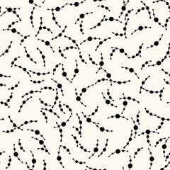 Seamless vector pattern with curved lines and circles on it. Abstract modern minimal background for web, illustration, textile