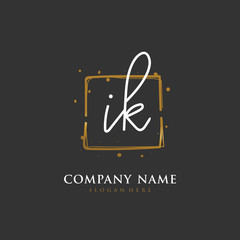 Handwritten initial letter I K IK for identity and logo. Vector logo template with handwriting and signature style.