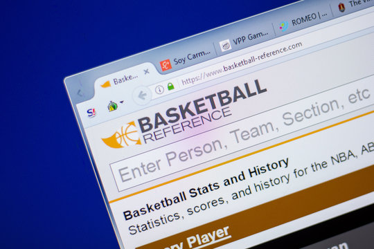 Ryazan, Russia - June 16, 2018: Homepage of Basketball-Reference website on the display of PC, url - Basketball-Reference.com.