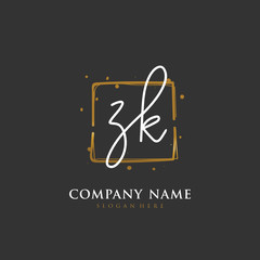 Handwritten initial letter Z K ZK for identity and logo. Vector logo template with handwriting and signature style.