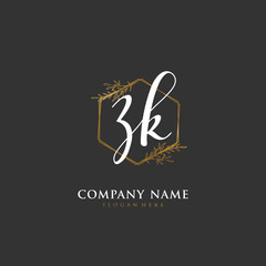 Handwritten initial letter Z K ZK for identity and logo. Vector logo template with handwriting and signature style.