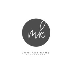  Handwritten initial letter M K MK for identity and logo. Vector logo template with handwriting and signature style.