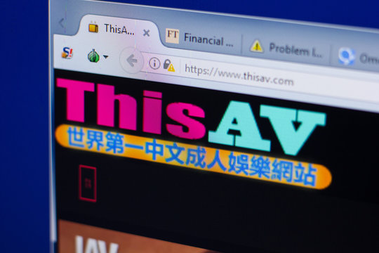 Ryazan, Russia - June 16, 2018: Homepage of ThisAV website on the display of PC, url - ThisAV.com.