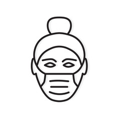 woman wearing face mask protecting from viruses- vector illustration