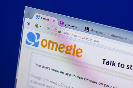 Ryazan, Russia - June 16, 2018: Homepage of Omegle website on the display of PC, url - Omegle.com.