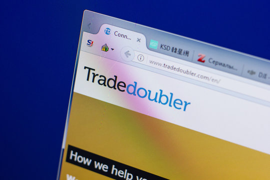 Ryazan, Russia - June 16, 2018: Homepage of TradeDoubler website on the display of PC, url - TradeDoubler.com.