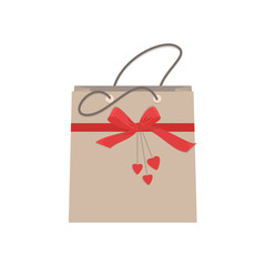 Gift wrapping template. Holiday shopping for Valentine's Day. Paper shopping bag isolated on a white background. Vector template for layout. Packaging design for birthday, wedding, engagement.