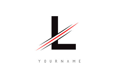 L Letter Logo Design with Creative Red Cut.