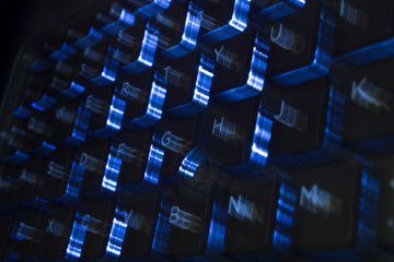 Fototapeta premium Blue LED Keyboard with Blur Effect