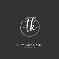 Handwritten initial letter T K TK for identity and logo. Vector logo template with handwriting and signature style.