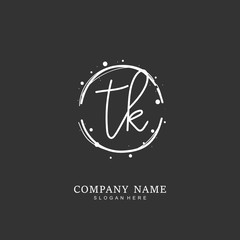 Handwritten initial letter T K TK for identity and logo. Vector logo template with handwriting and signature style.