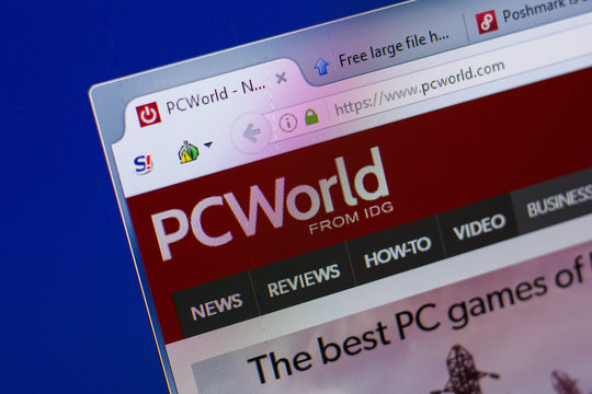 Ryazan, Russia - June 16, 2018: Homepage of PCWorld website on the display of PC, url - PCWorld.com.