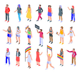 Fototapeta na wymiar Transgender people icons set. Isometric set of transgender people vector icons for web design isolated on white background